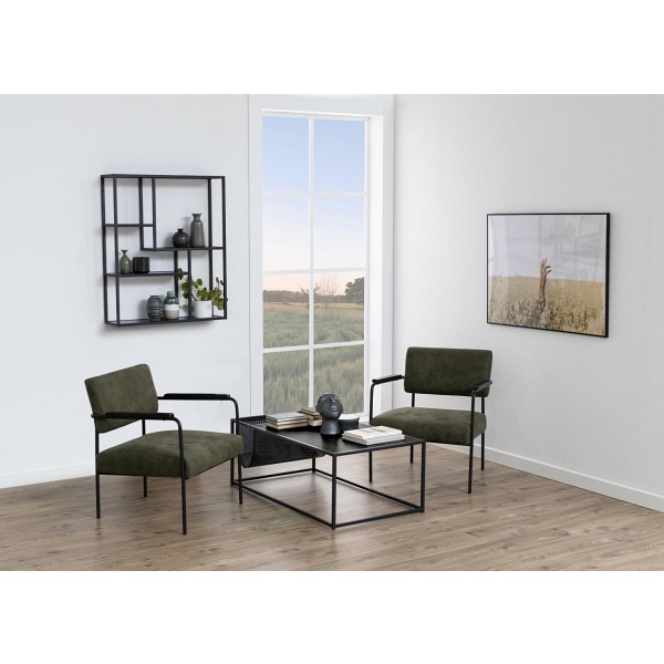 Stolik kawowy Seaford z gazetnikiem czarny - ACTONA